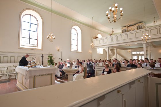 Wedding in a church with guests