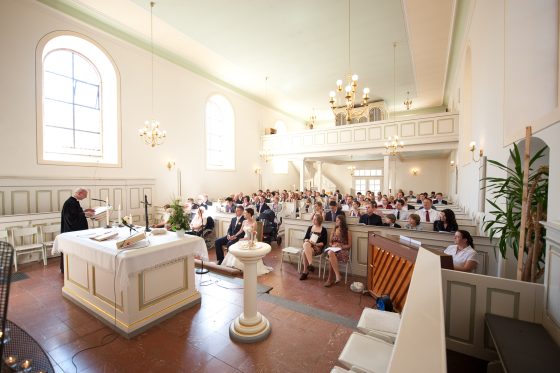 Church with congregation and preacher