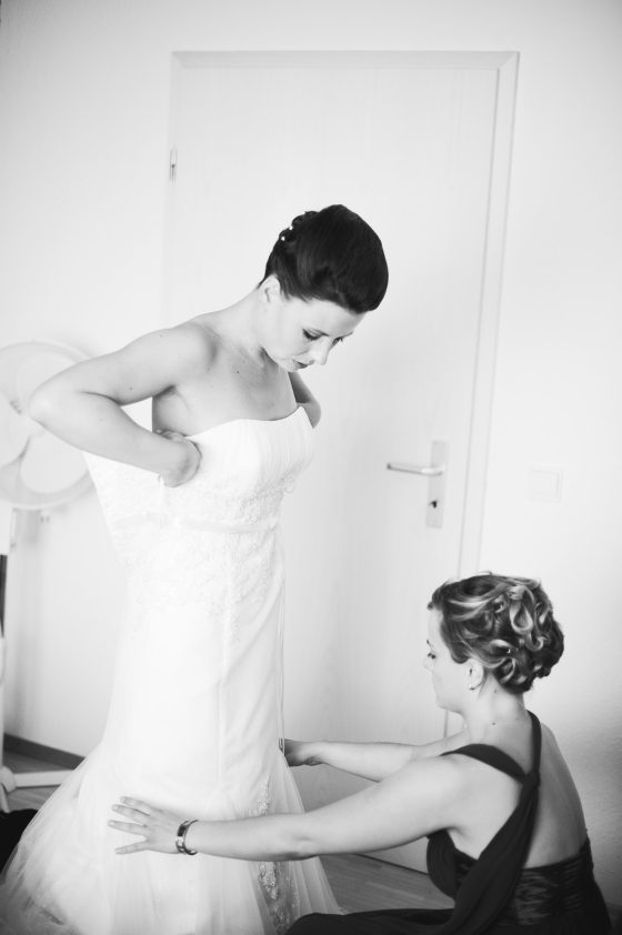 Wedding dress fitting with support